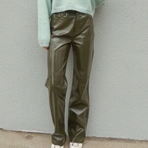 PISTOLA Cassie Utility Olive Vinyl Pants Sz 30